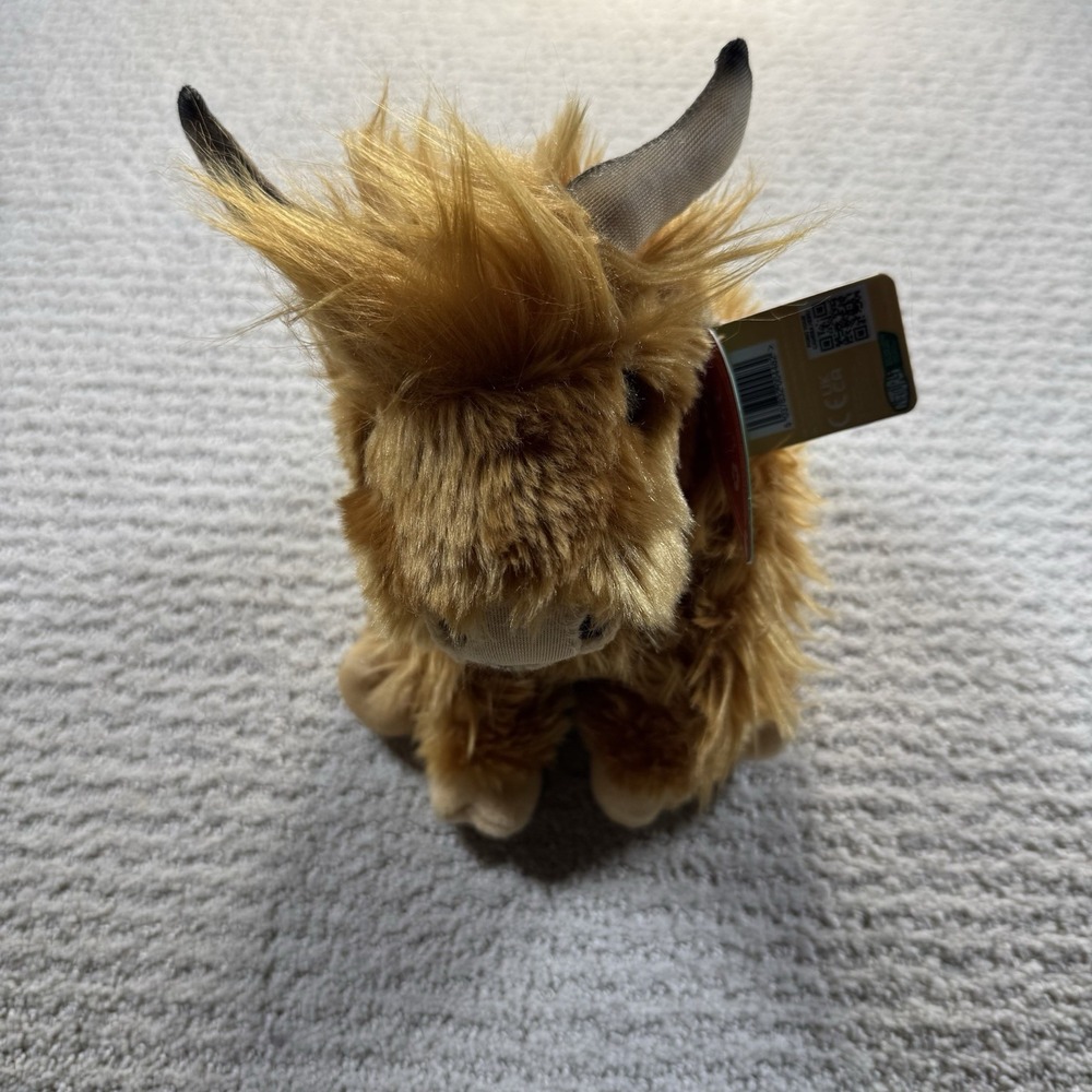 Living Nature Highland Cow Brown Stuffed Animal‎ | Farm Toy with Sound | Soft...